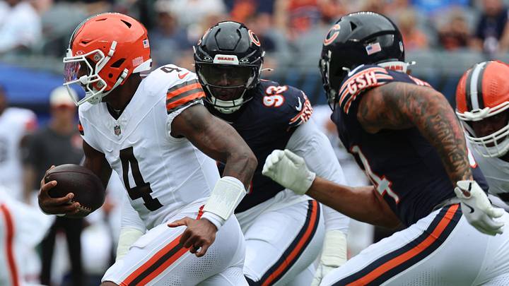 Kentavius Street (93) closes in on a tackle against the Browns in preseason. Kentavius Street (93) closes in on a tackle against the Browns in preseason.