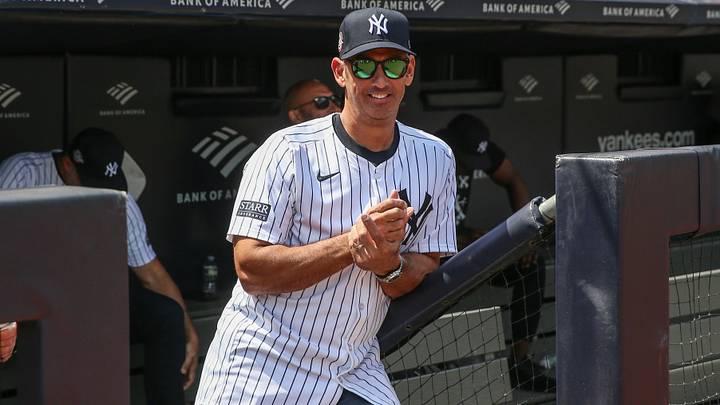 Aug 24, 2024; Bronx, New York, USA; Former New York Yankees catcher Jorge Posada is introduced at the Old TimersÕ Day Ceremony at Yankee Stadium. Mandatory Credit: Wendell Cruz-USA TODAY Sports Aug 24, 2024; Bronx, New York, USA; Former New York Yankees catcher Jorge Posada is introduced at the Old TimersÕ Day Ceremony at Yankee Stadium. Mandatory Credit: Wendell Cruz-USA TODAY Sports
