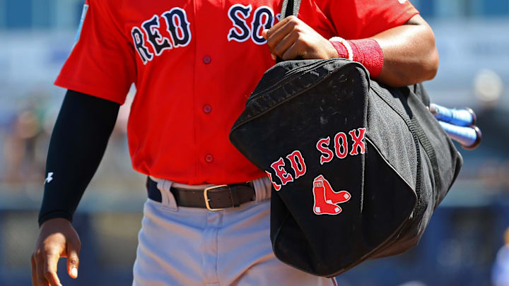 Mar 21, 2018; Port Charlotte, FL, USA; A view of a Red Sox baseball bag in the game of the Boston Red Sox against the Tampa Bay Rays at Charlotte Sports Park. Mandatory Credit: Aaron Doster-Imagn Images Mar 21, 2018; Port Charlotte, FL, USA; A view of a Red Sox baseball bag in the game of the Boston Red Sox against the Tampa Bay Rays at Charlotte Sports Park. Mandatory Credit: Aaron Doster-Imagn Images