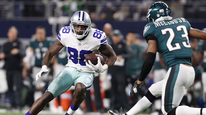 Dallas Cowboys wide receiver Dez Bryant runs after a reception against the Philadelphia Eagles at AT&T Stadium. 