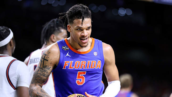 Florida Gators guard Will Richard hit five free throws and recorded six rebounds in the team's win over Auburn in the Final Four. "Walt, Will and Alijah, senior leaders, guys that have been through the fire a little bit before. Great players with really, really a high level of confidence. They just kind of breathe it into the rest of the team," head coach Todd Golden said. Florida Gators guard Will Richard hit five free throws and recorded six rebounds in the team's win over Auburn in the Final Four. "Walt, Will and Alijah, senior leaders, guys that have been through the fire a little bit before. Great players with really, really a high level of confidence. They just kind of breathe it into the rest of the team," head coach Todd Golden said.