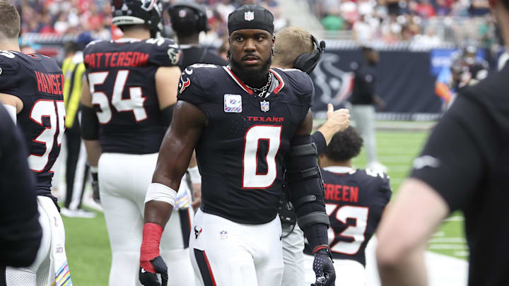 Houston Texans linebacker Azeez Al-Shaair (0) during the game against the Jacksonville Jaguars at NRG Stadium.