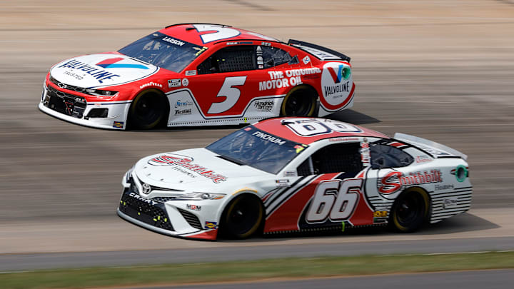 Kyle Larson, Hendrick Motorsports, Chad Finchum, MBM Motorsports, Nashville Superspeedway, NASCAR