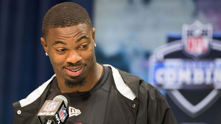 Feb 27, 2020; Indianapolis, Indiana, USA; Louisiana State linebacker K'Lavon Chaisson (LB09). Feb 27, 2020; Indianapolis, Indiana, USA; Louisiana State linebacker K'Lavon Chaisson (LB09).