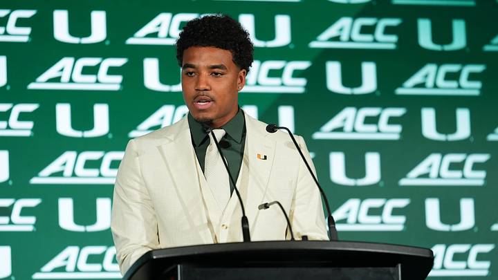 Jul 15, 2026; Charlotte, NC, USA; Miami quarterback Darian Mensah speaks to the media during ACC Media Days at Hilton Charlotte Uptown. Mandatory Credit: Jim Dedmon-Imagn Images Jul 15, 2026; Charlotte, NC, USA; Miami quarterback Darian Mensah speaks to the media during ACC Media Days at Hilton Charlotte Uptown. Mandatory Credit: Jim Dedmon-Imagn Images