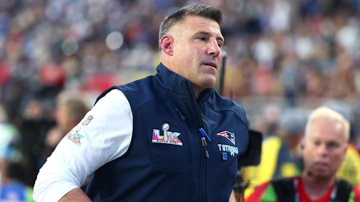 Feb 8, 2026; Santa Clara, CA, USA; New England Patriots head coach Mike Vrabel leaves the field at halftime against the Seattle Seahawks in Super Bowl LX at Levi's Stadium. Mandatory Credit: Mark J. Rebilas-Imagn Images Feb 8, 2026; Santa Clara, CA, USA; New England Patriots head coach Mike Vrabel leaves the field at halftime against the Seattle Seahawks in Super Bowl LX at Levi's Stadium. Mandatory Credit: Mark J. Rebilas-Imagn Images