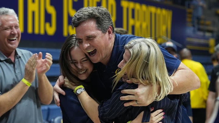 Mark Madsen celebrates with fans after Cal's victory over North Carolina Mark Madsen celebrates with fans after Cal's victory over North Carolina
