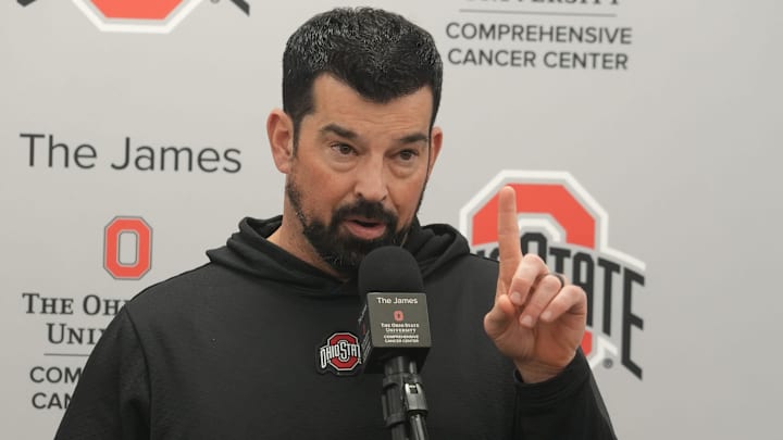 Ohio State Football coach Ryan Day describes how Ohio State football is bigger than any one coach as he answers questions about his latest recruiting class during a news conference Wednesday, Dec. 3, 2025 at the Woody Hayes Athletic Facility in Columbus. Ohio State Football coach Ryan Day describes how Ohio State football is bigger than any one coach as he answers questions about his latest recruiting class during a news conference Wednesday, Dec. 3, 2025 at the Woody Hayes Athletic Facility in Columbus.
