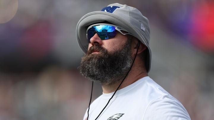 Feb 4, 2024; Orlando, FL, USA; NFC center Jason Kelce (62) of the Philadelphia Eagles during the 2024 Pro Bowl at Camping World Stadium. Mandatory Credit: Nathan Ray Seebeck-USA TODAY Sports