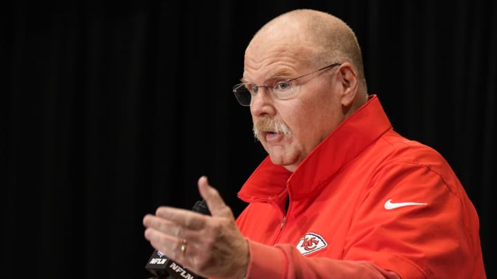 Feb 8, 2024; Las Vegas, NV, USA; Kansas City Chiefs head coach Andy Reid.
