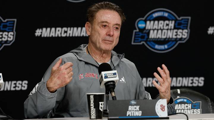 Mar 26, 2026; Washington, DC, USA; St. John's Red Storm head coach Rick Pitino speaks with the media during a press conference ahead of the east regional of the men's 2026 NCAA Tournament at Capital One Arena. Mandatory Credit: Geoff Burke-Imagn Images Mar 26, 2026; Washington, DC, USA; St. John's Red Storm head coach Rick Pitino speaks with the media during a press conference ahead of the east regional of the men's 2026 NCAA Tournament at Capital One Arena. Mandatory Credit: Geoff Burke-Imagn Images