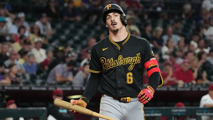 May 7, 2026; Phoenix, Arizona, USA; Pittsburgh Pirates shortstop Konnor Griffin (6) reacts after striking out against the Arizona Diamondbacks in the eighth inning at Chase Field. Mandatory Credit: Rick Scuteri-Imagn Images May 7, 2026; Phoenix, Arizona, USA; Pittsburgh Pirates shortstop Konnor Griffin (6) reacts after striking out against the Arizona Diamondbacks in the eighth inning at Chase Field. Mandatory Credit: Rick Scuteri-Imagn Images