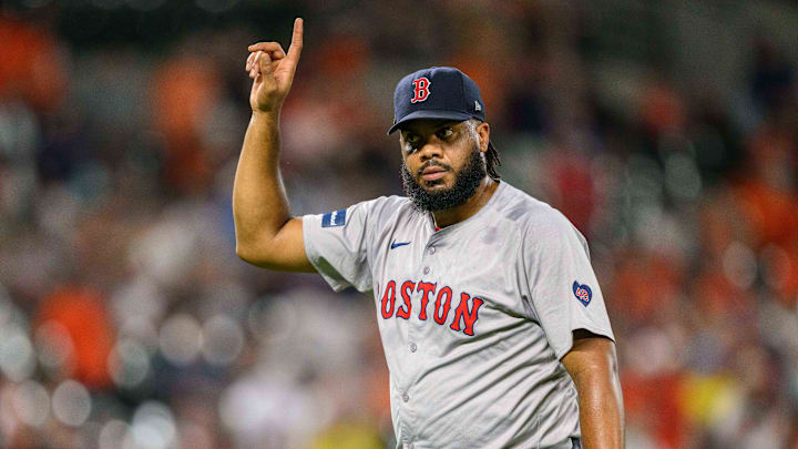 Aug 17, 2024; Baltimore, Maryland, USA; Boston Red Sox pitcher Kenley Jansen (74) reacts after finishing the game between the Baltimore Orioles and the Boston Red Sox at Oriole Park at Camden Yards. Mandatory Credit: Reggie Hildred-Imagn Images Aug 17, 2024; Baltimore, Maryland, USA; Boston Red Sox pitcher Kenley Jansen (74) reacts after finishing the game between the Baltimore Orioles and the Boston Red Sox at Oriole Park at Camden Yards. Mandatory Credit: Reggie Hildred-Imagn Images