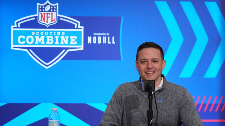 Feb 27, 2024; Indianapolis, IN, USA; New England Patriots director of scouting Eliot Wolf during the