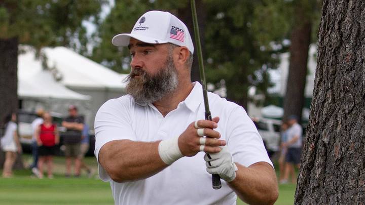 Jason Kelce, Former NFL All-Pro Center swings during the final round of the American Century Celebrity Championship golf tournament at Edgewood Tahoe Golf Course in Stateline, Nev., Sunday, July 12, 2026. Jason Kelce, Former NFL All-Pro Center swings during the final round of the American Century Celebrity Championship golf tournament at Edgewood Tahoe Golf Course in Stateline, Nev., Sunday, July 12, 2026.