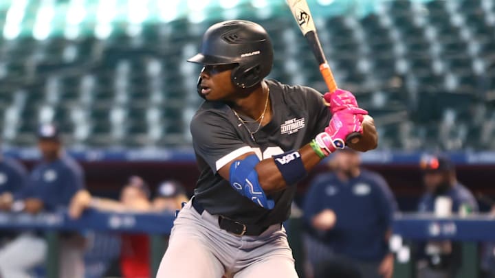 Jun 20, 2023; Phoenix, AZ, USA; Draft prospect Zyhir Hope during a high school baseball game at the