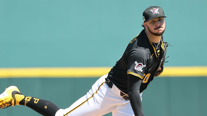 Mar 11, 2025; Bradenton, Florida, USA;  Pittsburgh Pirates starting pitcher Paul Skenes (30) throws a pitch during the third inning against the New York Yankees at LECOM Park. Mandatory Credit: Kim Klement Neitzel-Imagn Images