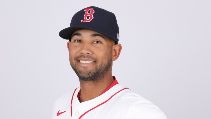 Feb 20, 2024; Lee County, FL, USA; Boston Red Sox infielder Jamie Westbrook (73) poses for a photo during media day at JetBlue Park. Feb 20, 2024; Lee County, FL, USA; Boston Red Sox infielder Jamie Westbrook (73) poses for a photo during media day at JetBlue Park.