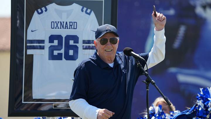 Dallas Cowboys owner Jerry Jones speaks at training camp opening ceremonies at River Ridge Playing Fields. Dallas Cowboys owner Jerry Jones speaks at training camp opening ceremonies at River Ridge Playing Fields.