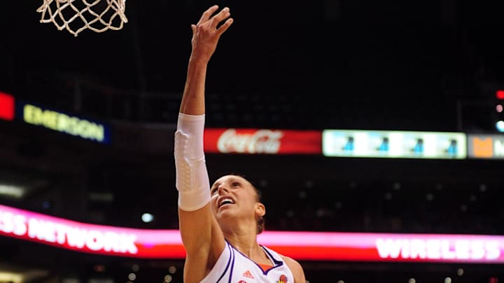 Aug 26, 2010; Phoenix, AZ, USA; Phoenix Mercury guard Diana Taurasi (3) lays up the ball against the San Antonio Silver Stars during the first half in game one of the Western Conference semi-finals in the 2010 WNBA playoffs at US Airways Center.  Mandatory Credit: Jennifer Stewart-Imagn Images