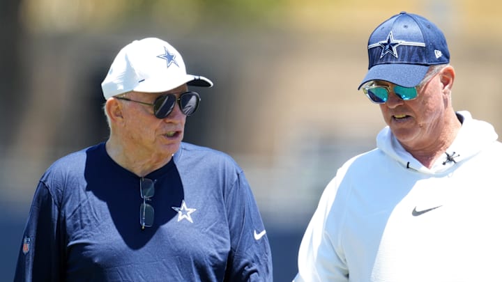 Dallas Cowboys owner Jerry Jones and executive vice president Stephen Jones during training camp Dallas Cowboys owner Jerry Jones and executive vice president Stephen Jones during training camp