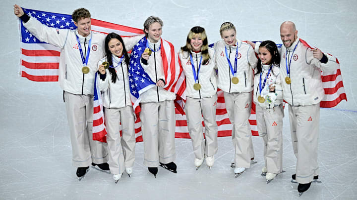 The U.S. secured its second straight gold medal in the figure skating team event.