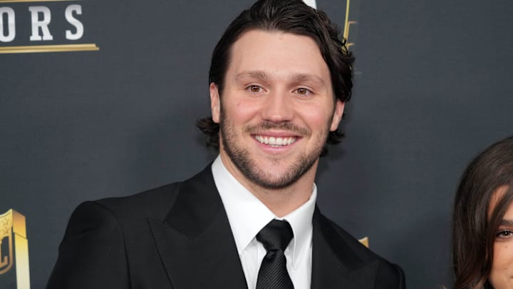 Josh Allen on the red carpet before Super Bowl LIX NFL Honors at Saenger Theatre.