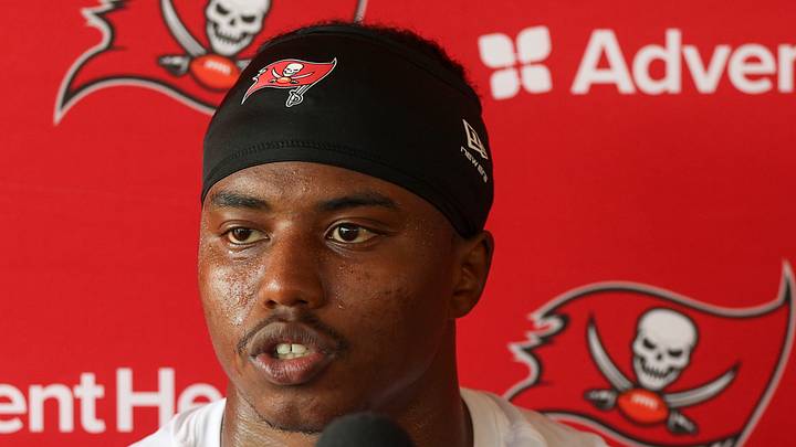 Aug 6, 2026; Tampa, FL, USA; Tampa Bay Buccaneers defensive back Keionte Scott (22) talks to media after training camp at AdventHealth Training Center. Mandatory Credit: Nathan Ray Seebeck-Imagn Images Aug 6, 2026; Tampa, FL, USA; Tampa Bay Buccaneers defensive back Keionte Scott (22) talks to media after training camp at AdventHealth Training Center. Mandatory Credit: Nathan Ray Seebeck-Imagn Images