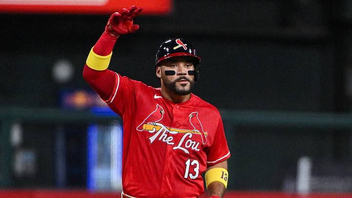 Sep 11, 2026; St. Louis, Missouri, USA; St. Louis Cardinals catcher Leo Bernal (13) reacts after hitting a double against the Chicago White Sox during the second inning at Busch Stadium. Mandatory Credit: Jeff Curry-Imagn Images