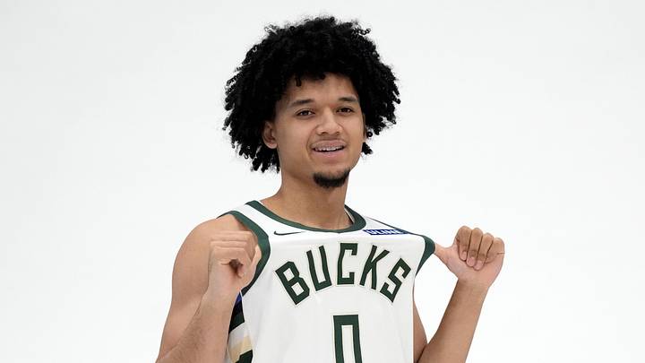 Milwaukee Bucks guard Brayden Burries (0) poses for a photo during media day on September 28, 2026.
