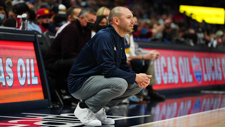 Nov 18, 2021; Denver, Colorado, USA; Denver Nuggets assistant coach David Adelman looks on 