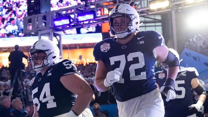 Penn State Nittany Lions offensive lineman Nolan Rucci (72) runs out of the tunnel for the Fiesta Bowl vs. the Boise State Broncos. Penn State Nittany Lions offensive lineman Nolan Rucci (72) runs out of the tunnel for the Fiesta Bowl vs. the Boise State Broncos.