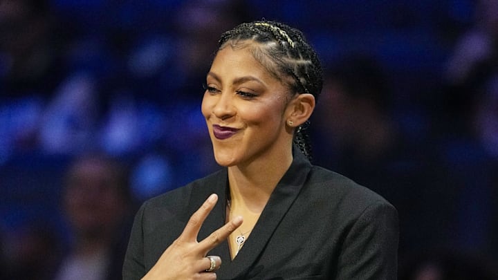 February 16, 2025; San Francisco, CA, USA; Candace’s Rising Stars general manager Candace Parker looks on during the 2025 NBA All Star Game at Chase Center. Mandatory Credit: Kyle Terada-Imagn Images February 16, 2025; San Francisco, CA, USA; Candace’s Rising Stars general manager Candace Parker looks on during the 2025 NBA All Star Game at Chase Center. Mandatory Credit: Kyle Terada-Imagn Images