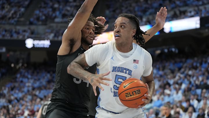 Feb 17, 2024; Chapel Hill, North Carolina, USA; North Carolina Tar Heels forward Armando Bacot (5)