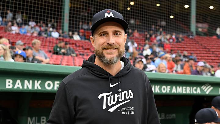 Sep 22, 2024; Boston, MA, USA; Minnesota Twins manager Rocco Baldelli (5) before a game against the Boston Red Sox at Fenway Park. Mandatory Credit: Eric Canha-Imagn Images