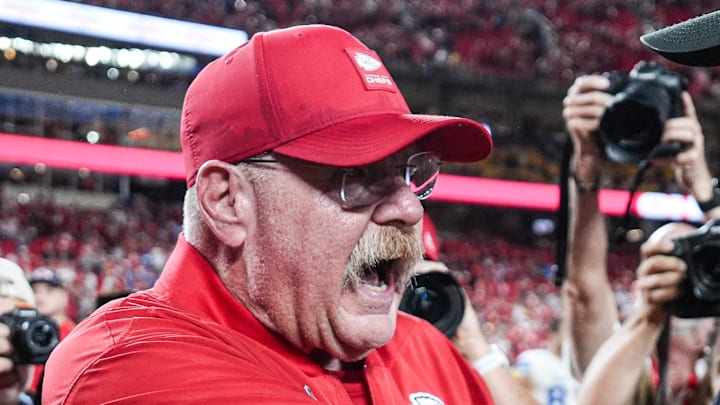 Detroit Lions head coach Dan Campbell, right, shakes hands with Kansas City Chiefs head coach Andy Reid after 30-17 loss at Arrowhead Stadium in Kansas City, Missouri on Sunday, Oct. 12, 2025. Detroit Lions head coach Dan Campbell, right, shakes hands with Kansas City Chiefs head coach Andy Reid after 30-17 loss at Arrowhead Stadium in Kansas City, Missouri on Sunday, Oct. 12, 2025.