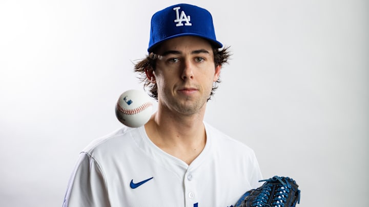 Los Angeles Dodgers pitcher Nick Frasso poses for a portrait during media day at Camelback Ranch on Feb. 21, 2024. Los Angeles Dodgers pitcher Nick Frasso poses for a portrait during media day at Camelback Ranch on Feb. 21, 2024.