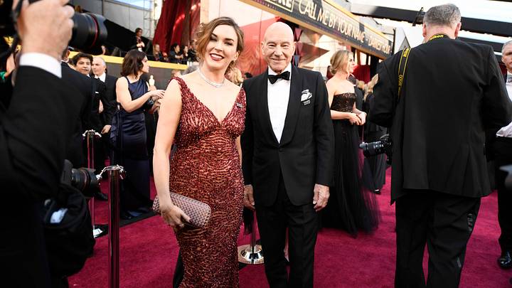 March 4, 2018; Hollywood, CA, USA; Sunny Ozell (L) and Sir Patrick Stewart arrive at the 90th Academy Awards