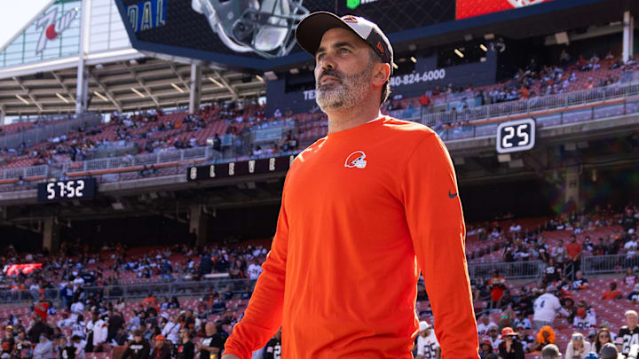 Sep 8, 2024; Cleveland, Ohio, USA; Cleveland Browns head coach Kevin Stefanski walks on to the field before the game against the Dallas Cowboys at Huntington Bank Field. Sep 8, 2024; Cleveland, Ohio, USA; Cleveland Browns head coach Kevin Stefanski walks on to the field before the game against the Dallas Cowboys at Huntington Bank Field.