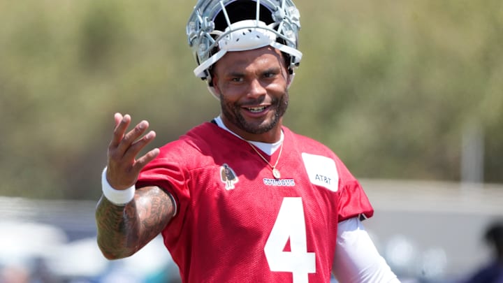 Dallas Cowboys quarterback Dak Prescott (4) at training camp at the River Ridge Fields. 
