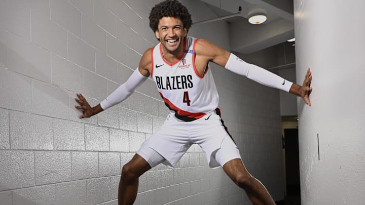 Sep 30, 2024; Portland, Oregon, USA; Portland Trail Blazers guard Matisse Thybulle (4). Mandatory Credit: Troy Wayrynen-Imagn Images Sep 30, 2024; Portland, Oregon, USA; Portland Trail Blazers guard Matisse Thybulle (4). Mandatory Credit: Troy Wayrynen-Imagn Images