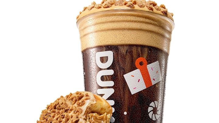 Dunkin holiday menu, cookie butter donut and cold brew