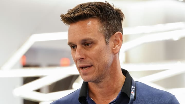 Seattle Mariners president of baseball operations Jerry Dipoto speaks during the MLB GM Meetings on Nov. 8, 2022, in Las Vegas.