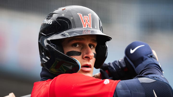 Red Sox top prospect Roman Anthony gets ready for an at-bat during a WooSox game on April 13, 2025 at Polar Park.