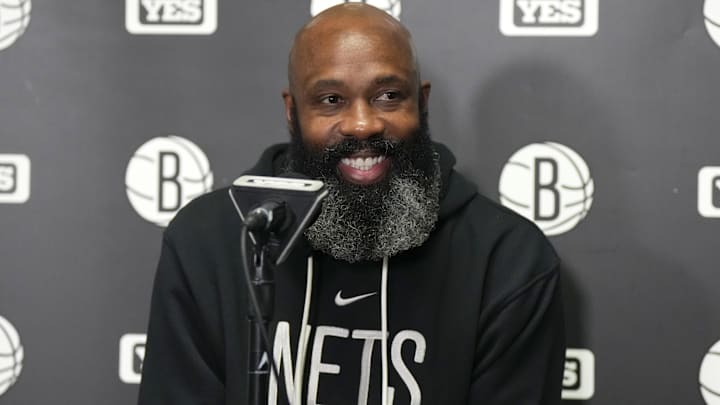 Jan 19, 2024; Los Angeles, California, USA; Brooklyn Nets coach Jacque Vaughn at a press conference