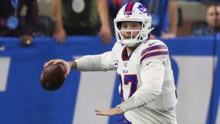 Bills quarterback Josh Allen passes against the Lions during the second half of the Lions' 28-25 loss on Thursday, Nov. 24, 2022, at Ford Field.

Lions 112422 Kd 7406