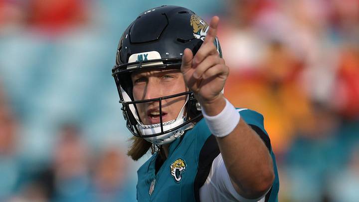 Jacksonville Jaguars quarterback Trevor Lawrence (16) gives instructions during warmup drills before the start of Saturday's game against the Chiefs. The Jaguars led 20 to 10 at the end of the first half. The Jacksonville Jaguars hosted the Kansas City Chiefs in the Jaguars first preseason game of the season Saturday, August10, 2024 at EverBank Stadium in Jacksonville, Fla. [