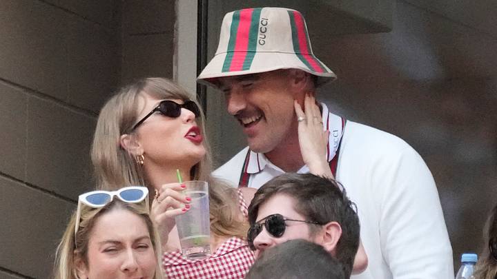 Recording artist Taylor Swift and Kansas City Chiefs tight end Travis Kelce talk during the men's singles final of the 2024 U.S. Open tennis tournament at USTA Billie Jean King National Tennis Center. Recording artist Taylor Swift and Kansas City Chiefs tight end Travis Kelce talk during the men's singles final of the 2024 U.S. Open tennis tournament at USTA Billie Jean King National Tennis Center.