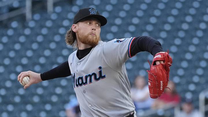 Miami Marlins starting pitcher Max Meyer. Miami Marlins starting pitcher Max Meyer.