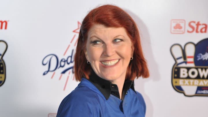 May 3, 2010; Los Angeles, CA, USA; Kate Flannery at the Los Angeles Dodgers Dream Foundation Bowling Extravaganza at the Lucky Strikes Lanes at L.A. Live. Mandatory Credit: Kirby Lee/Image of Sport-Imagn Images
